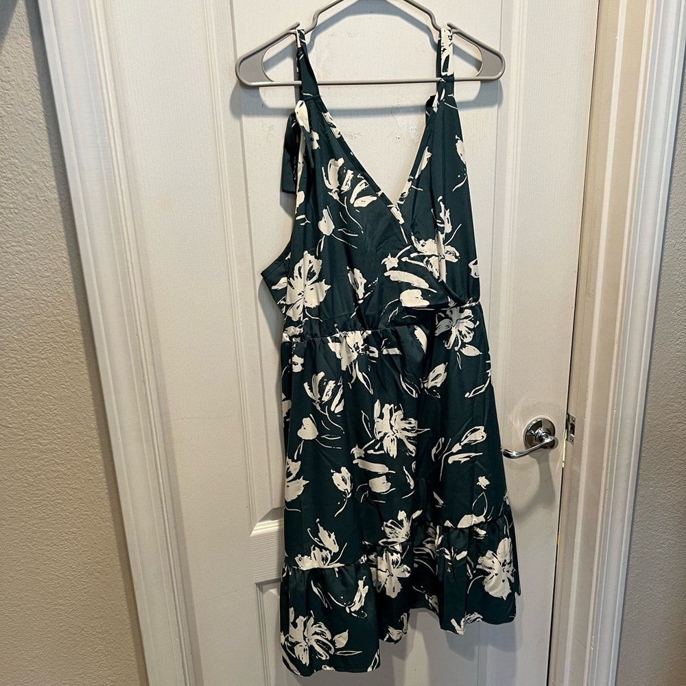 Wrap style teal dress